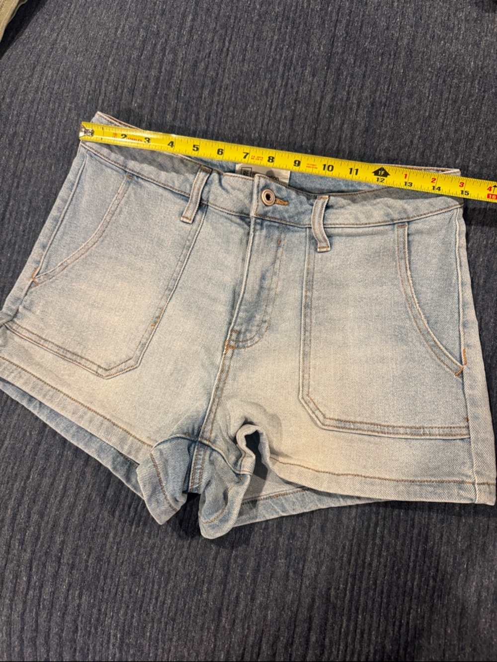 High-Rise Light Wash Denim Shorts
